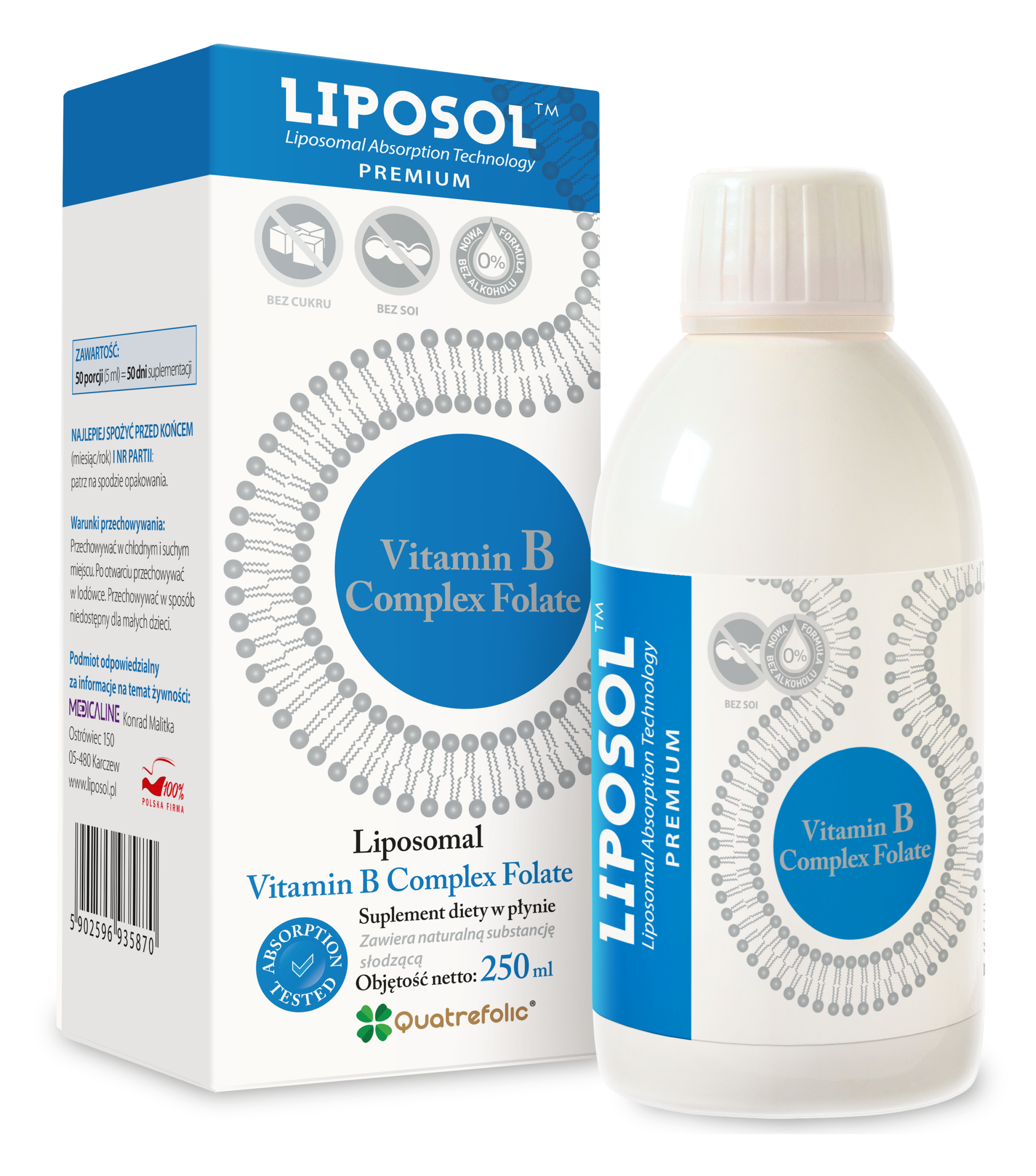 Liposol™ B Complex Folate 100% - 250 ml - obrazek 1