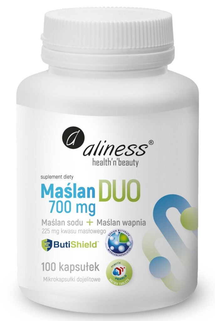 Aliness Maślan DUO 700 mg (maślan sodu + maślan wapnia), 100 kapsułek